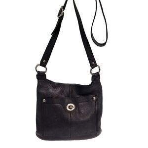 Vintage Coach Penelope Black Pebble Leather Crossbody Shoulder Turnlock Bag